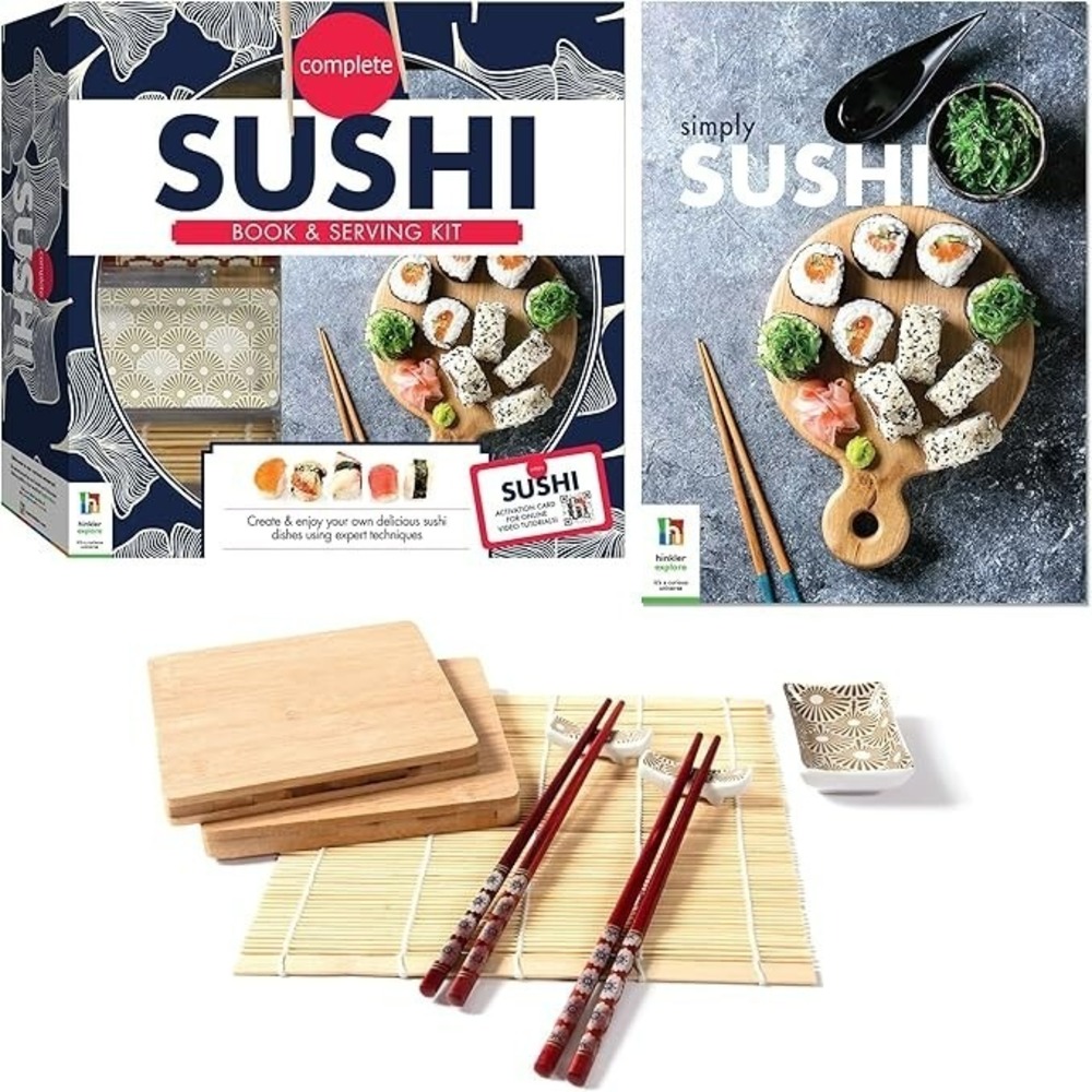 Sushi Making Book & Serving Kit | Japanese Food Gift Box Set | New